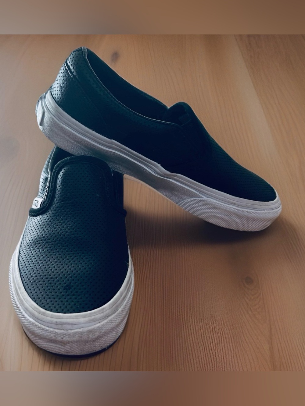 VANS KIDS Perforated Black Leather Vans Toddler Size 12 Slip On